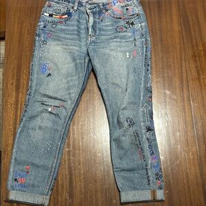 Scotch & Soda Women's Blue Embroidered Jeans